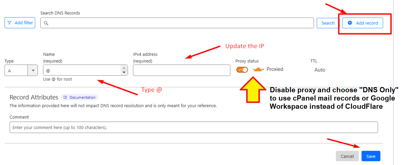 CloudFlare Domain to cPanel
